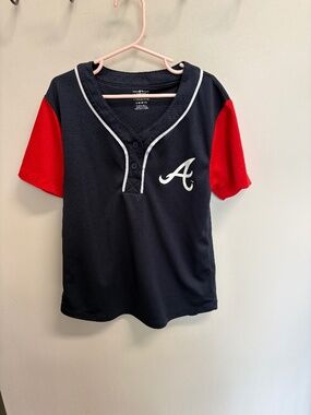 Atlanta Braves Genuine Merchandise Kid's Navy Blue Baseball Jersey youth M 7-8